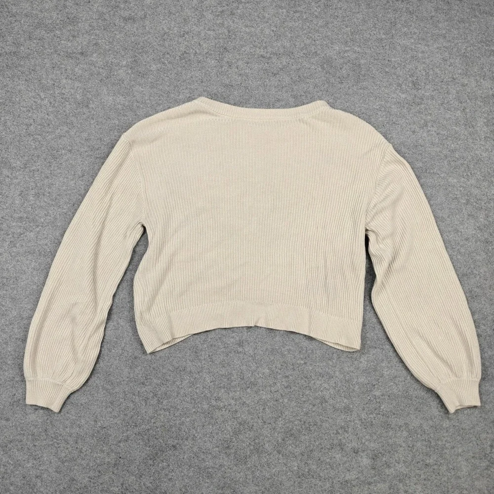 Lululemon Sweater Womens 6 Beige Ribbed Knit Asymmetrical‎ Hem Crewneck Pullover